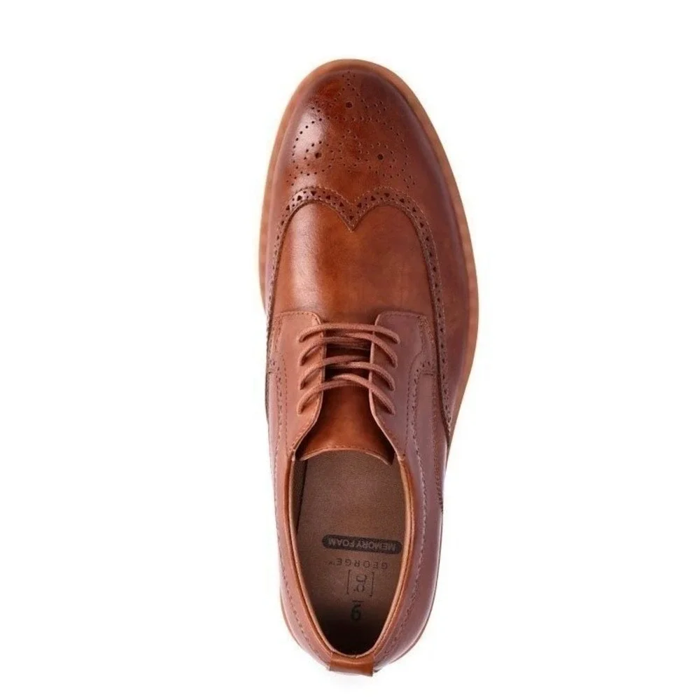 George Mens Jonaah Wingtip Oxford Dress Shoes Brown Size‎ 13 Memory Foam New